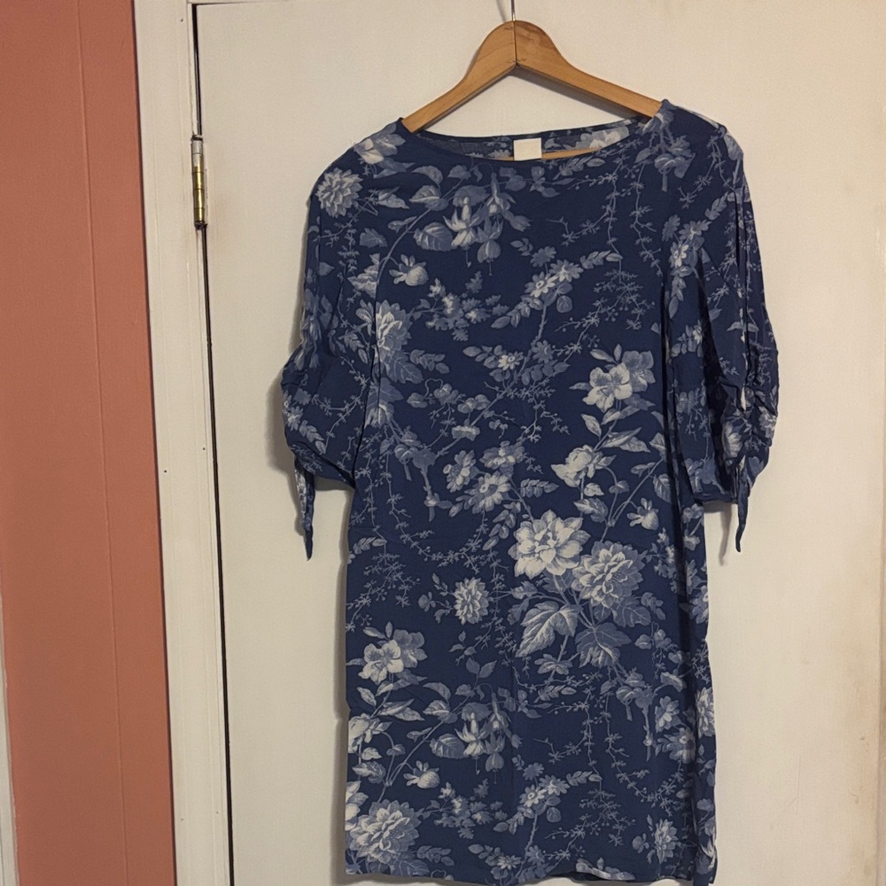 H&M Navy Floral Long Sleeve Dress